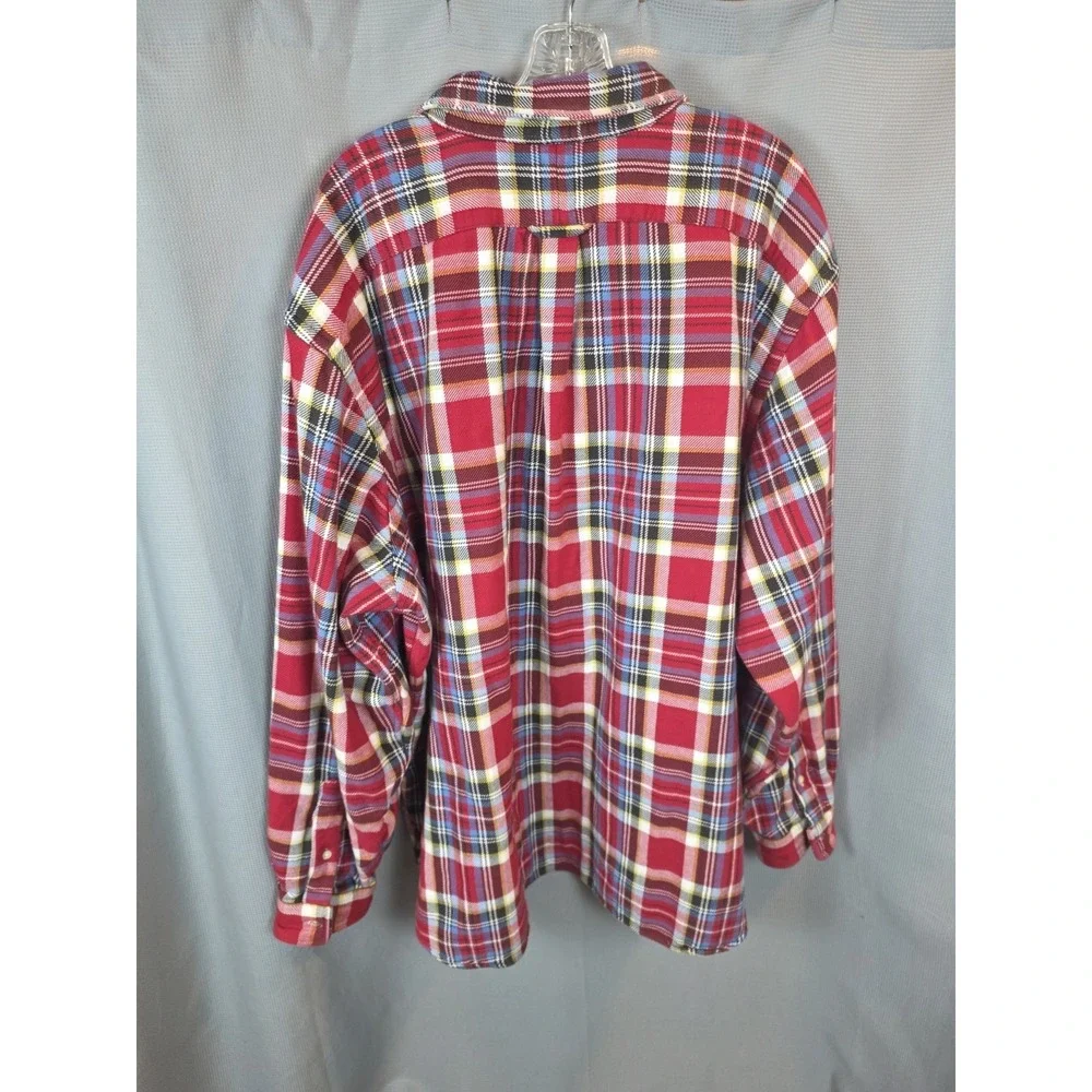 Polo Ralph Lauren Flannel Shirt Men 3XB Red Plaid Indigo RL Untucked Fit